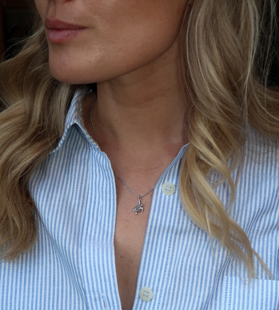 Turtle Necklace / Recycled Silver