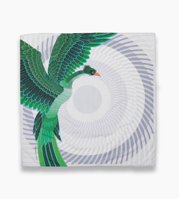 Ljusgrå scarf med grön fågel fenix