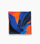 Ihopvikt Orange mini-scarf med blå fågel fenix