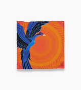 Orange mini-scarf med blå fågel fenix